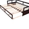 Wooden Daybed with Trundle Bed and Two Storage Drawers , Extendable Bed Daybed,Sofa Bed for Bedroom Living Room