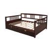 Full Size Daybed Wood Bed with Two Drawers