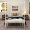 Metal Canopy Bed Frame with Ornate European Style Headboard & Footboard Perfectly Fits Your Mattress Easy DIY Assembly All Parts Included, Full Black