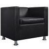 Cube Armchair Black Faux Leather