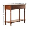 Solid Wood Sofa Table, Narrow Console Table with 2 Drawers and Shelf, Tall Entryway Table Accent Table with Storage for Hallway Living Room Bedroom, C