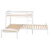 Twin over Twin over Twin Bed L-shaped Bunk Bed, Pine Wood Bed Frame