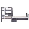 Twin Size L-Shaped Bunk Bed and Platform Bed with Trundle and Drawer(Expected Arrival Time:7.30)