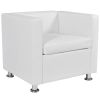 Cube Armchair White Faux Leather