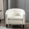 linen Fabric Tufted Barrel ChairTub Chair for Living Room Bedroom Club Chairs