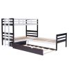 Twin Size L-Shaped Bunk Bed and Platform Bed with Trundle and Drawer(Expected Arrival Time:7.30)