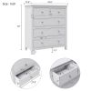 Gray Solid Wood 5 Pieces Full Bedroom Sets(bed+nightstand*2+chest+dresser