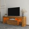 TV Stand with LED RGB Lights,Flat Screen TV Cabinet, Gaming Consoles - in Lounge Room, Living Room and Bedroom,WALNUT