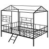 Metal House Bed Frame Full Size with Slatted Support No Box Spring Needed