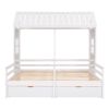 Twin Twin House Bed with 2 Drawers, White