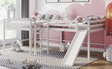 Full Size L-Shaped Loft Bed with Built-in Ladders and Slide,Wooden Loft Beds(OLD SKU :LP000112AAK