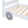 Twin Size Car-Shaped Convertible Bunk Bed, White(Expected Arrival Time:7.25)