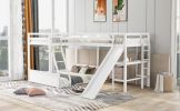 Twin over Full Bunk Bed with Twin Size Loft Bed with Desk and Slide,Full-Length Guardrail