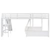 Twin over Full Bunk Bed with Twin Size Loft Bed with Desk and Slide,Full-Length Guardrail