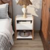 Modern Open Shelves Solid Wood Legs Nightstand