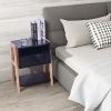 Modern Open Shelves Solid Wood Legs Nightstand