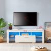 20 minutes quick assemble White morden TV Stand with LED Lights,high glossy front TV Cabinet,can be assembled in Lounge Room, Living Room or Bedroom,c