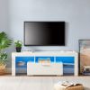 20 minutes quick assemble White morden TV Stand with LED Lights,high glossy front TV Cabinet,can be assembled in Lounge Room, Living Room or Bedroom,c