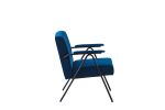 Cloth leisure, black metal frame recliner, for living room and bedroom, blue