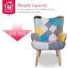 Chair and Ottoman, Accent Chairs for Bedroom, Modern Colourful and Patchwork Reading Chair with Solid Wood Legs, Linen Fabric Napping Armchair for Liv