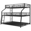 Bunk Bed with Long and Short Ladder and Full-Length Guardrails