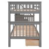 Stairway Twin-Over-Twin Bunk Bed with Three Drawers for Bedroom, Dorm - Gray