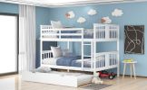 Full over Full Bunk Bed with Twin Size Trundle and Ladder