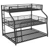 Bunk Bed with Long and Short Ladder and Full-Length Guardrails