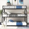 Bunk Bed with Long and Short Ladder and Full-Length Guardrails