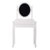 Vanity Table and Chair Set, Makeup Dressing Table with Mirror and Large Drawer, Thick Padded Stool - White XH