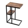 C Shaped Side Table Snack end Table with Storage Shelf Under The Sofa Overbed Table for Sofa Couch Living Room Bedroom & Small Spaces
