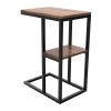 C Shaped Side Table Snack end Table with Storage Shelf Under The Sofa Overbed Table for Sofa Couch Living Room Bedroom & Small Spaces