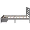 Twin Size Platform Bed with Drawer, Gray