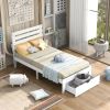 Twin Size Platform Bed with Drawer, Gray