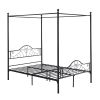 Tall Full Size Bed Frame Canopy No Box Spring Needed with Headboard Heavy Duty