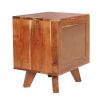 DunaWest 22 Inch Acacia Wood Bedside Table, 1 Drawer, 1 Cubby, Grain Details, Warm Brown