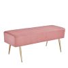 45.7 Inches Velvet Ottoman Rectangular Bench Footstool, with Golden Metal Legs and Non-Slip Foot Pads for Living Room Bedroom Entryway XH