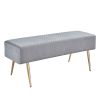 45.7 Inches Velvet Ottoman Rectangular Bench Footstool, with Golden Metal Legs and Non-Slip Foot Pads for Living Room Bedroom Entryway XH