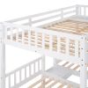 Full Over Twin & Twin Bunk Bed, Wood Triple Bunk Bed with Drawers and Guardrails