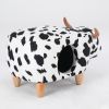 Animal storage stool for kids, ottoman bedroom furniture, cow style kids footstool, cartoon chair with solid wood legs, decorative footstool for offic