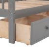 Stairway Twin-Over-Twin Bunk Bed with Three Drawers for Bedroom, Dorm - Gray