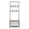 Clothes Rack Heavy Duty Metal Garment Rack Small Clothing Rack with Bottom Shelves for Bedroom, Walnut & Black