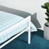 Full Metal Bed Frame with Headboard and Footboard Metal Platform Frames No Box Spring Needed, White YF