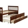 Captain's Bed Twin Daybed with Trundle Bed and Storage Drawers, White