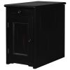 ON-TREND Retro Stylish Nightstand, Two-tone Classic Vintage Livingroom End Table Side Table with USB Ports and One Multifunctional Drawer with cup hol