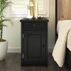ON-TREND Retro Stylish Nightstand, Two-tone Classic Vintage Livingroom End Table Side Table with USB Ports and One Multifunctional Drawer with cup hol