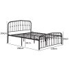 Single-Layer Curved Frame Bed Head and Foot Center Raised Vertical Pipe with Ball Decoration Full Black Iron Bed  RT