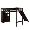 Twin Size Loft Bed with Storage and Slide