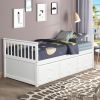 Captain's Bed Twin Daybed with Trundle Bed and Storage Drawers, White