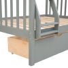 L-Shaped Twin over Full Bunk Bed and Twin Size Loft Bed with Two Storage Drawers